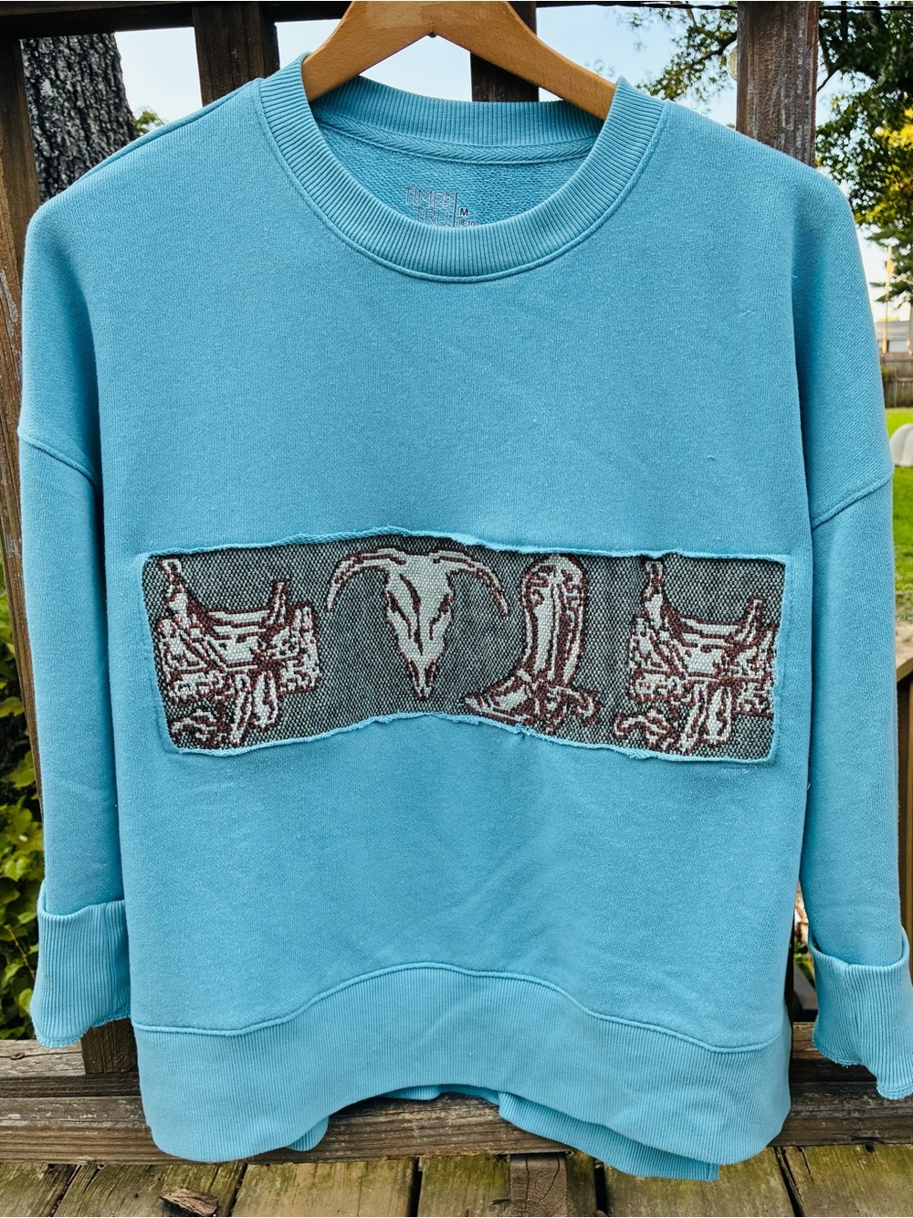 Upcycled Sweatshirt Medium Upcycled quilt sweatshirt Western wear repurposed